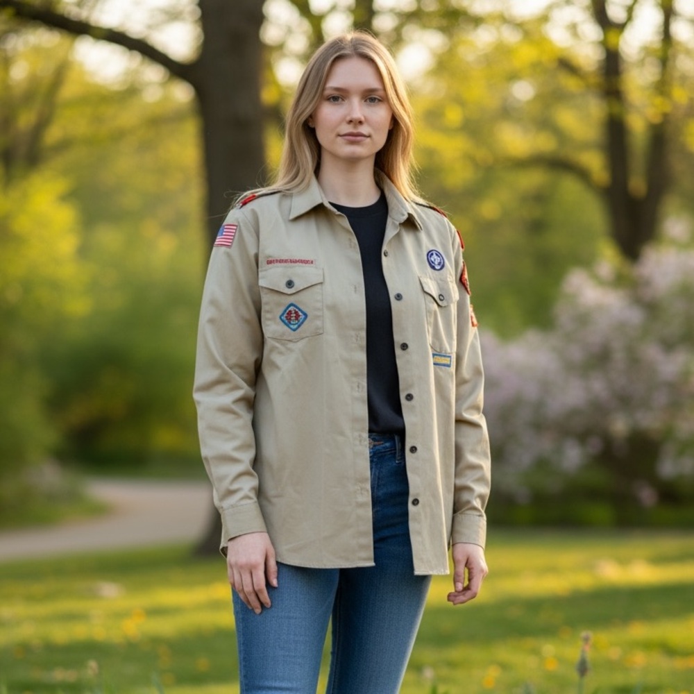 Vintage Boy Scout L/S Khaki Top with Patches
